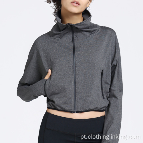 Hoodie clássico com fecho de correr para mulher